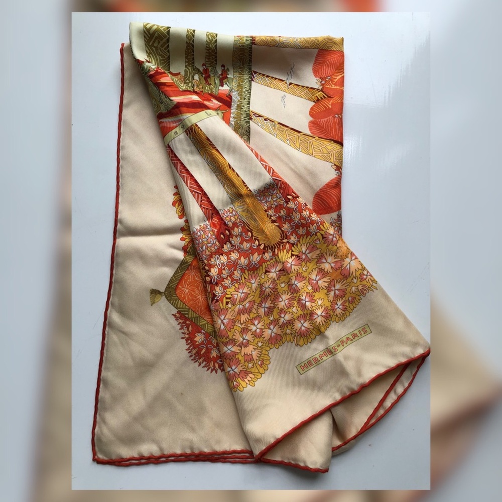Hermès Scarf (Orange/Cream)